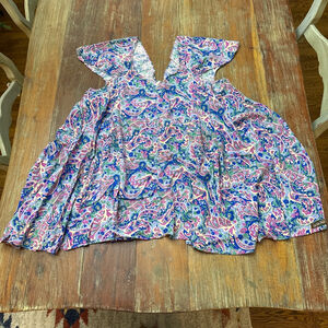 Matilda Jane Blouse Blue Purple Paisley XL